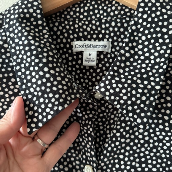 CROFT&BARROW ladies’ M button-up blouse, all cotton - spotty & dotty FUN! - Picture 3 of 8